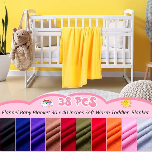 Buryeah 38 Pcs Flannel Baby Blanket 30 x 40 Inches Soft Warm Toddler Nursery Receiving Blanket Fluffy Fuzzy Swaddle Blanket Plush Throw Blanket for Newborn Kids Infant Girl Boy Crib Stroller in Saudi Arabia
