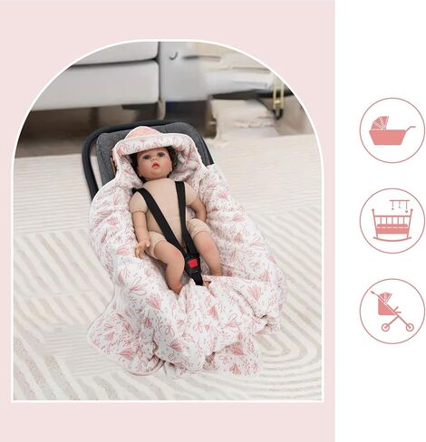 Miracle Baby Car Seat Blanket, Car Seat Covers for Babies Winter Carseat Swaddle Blanket Universal Baby Blanket for Baby Car Seat Pram Buggy, 35"x35" (Line Plant) in Kuwait