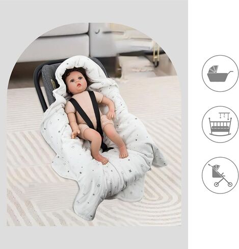 Miracle Baby Car Seat Blanket, Car Seat Covers for Babies Winter Carseat Swaddle Blanket Universal Baby Blanket for Baby Car Seat Pram Buggy, 35"x35" (Line Plant) in Kuwait