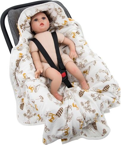 Miracle Baby Car Seat Blanket, Car Seat Covers for Babies Winter Carseat Swaddle Blanket Universal Baby Blanket for Baby Car Seat Pram Buggy, 35"x35" (Line Plant) in Kuwait