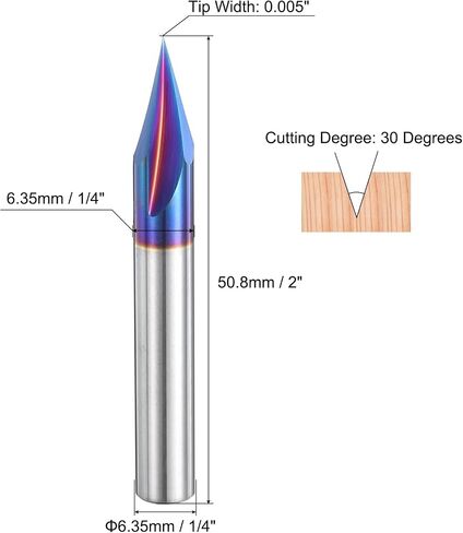 uxcell 2 Pcs 15 Degree V Groove Engraving Router Bits for CNC Tip and 3 Flutes 1/4 Inch Shank Carving Bit Nano Coated Carbide End Mill for Carving Engraving in Saudi Arabia