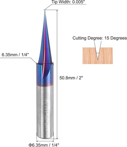uxcell 2 Pcs 15 Degree V Groove Engraving Router Bits for CNC Tip and 3 Flutes 1/4 Inch Shank Carving Bit Nano Coated Carbide End Mill for Carving Engraving in Saudi Arabia