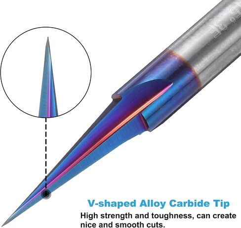 uxcell 2 Pcs 15 Degree V Groove Engraving Router Bits for CNC Tip and 3 Flutes 1/4 Inch Shank Carving Bit Nano Coated Carbide End Mill for Carving Engraving in Saudi Arabia