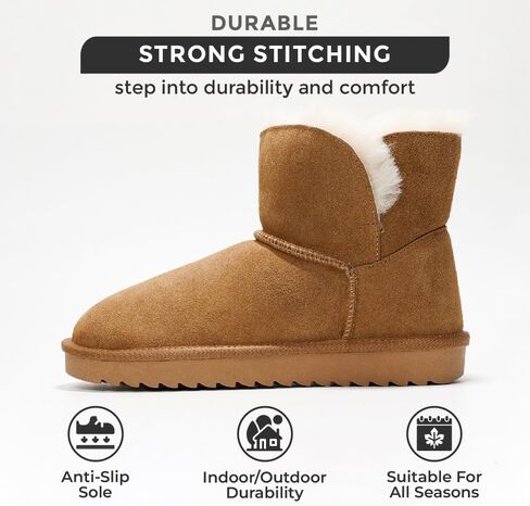 Project Cloud Genuine Leather Winter Boots for Women - Water Resistant Ankle Boots for Women - Comfortable Booties for Women Memory Foam Womens Boots Fur Snow Boots for Women (Timmy) in Kuwait