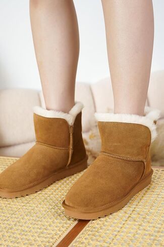 Project Cloud Genuine Leather Winter Boots for Women - Water Resistant Ankle Boots for Women - Comfortable Booties for Women Memory Foam Womens Boots Fur Snow Boots for Women (Timmy) in Kuwait