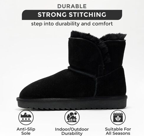 Project Cloud Genuine Leather Winter Boots for Women - Water Resistant Ankle Boots for Women - Comfortable Booties for Women Memory Foam Womens Boots Fur Snow Boots for Women (Timmy) in Kuwait