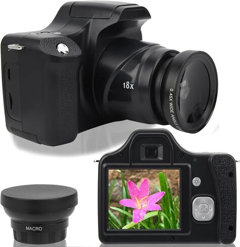 كاميرا رقمية 4K، كاميرا SLR تكبير 18X FHD، شاشة LCD 3 بوصة، طول بؤري طويل، كاميرا تسجيل فيديو مضادة للاهتزاز للتصوير الفوتوغرافي (النوع القياسي) in Kuwait