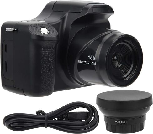 كاميرا رقمية 4K، كاميرا SLR تكبير 18X FHD، شاشة LCD 3 بوصة، طول بؤري طويل، كاميرا تسجيل فيديو مضادة للاهتزاز للتصوير الفوتوغرافي (النوع القياسي) in Kuwait