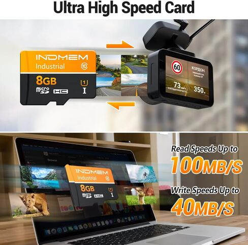 بطاقة ذاكرة MLC Micro SD سعة 8 جيجابايت، بطاقة ذاكرة SD صناعية MLC MicroSD SDHC UHS-I فئة 10، سرعة عالية تصل إلى 100 ميجابايت/ثانية، تدعم تسجيل فيديو فائق الدقة 4K in Saudi Arabia