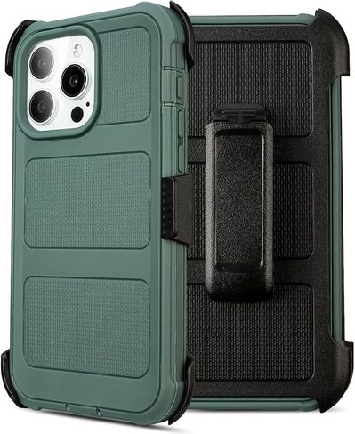 Defender for iPhone 15 Pro Max Case with Clip Holster,Heavy Duty Rugged Full-Body,2 Layers of Sturdy,Anti-Drop,Military-Grade Defender Cover for iPhone 15 Pro Max Phone Case (Black & Orange) in Kuwait