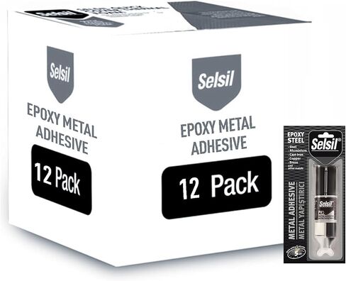 SELSIL Quick Epoxy Metal Adhesive Syringe, Strongest Glue for Metal to Metal Bonding, 5-Minute Curing Heavy Duty Epoxy Glue, Solvent-Resistant, Reinforced with Steel, Grey, 1 oz (28 g) Pack of 1 in Saudi Arabia