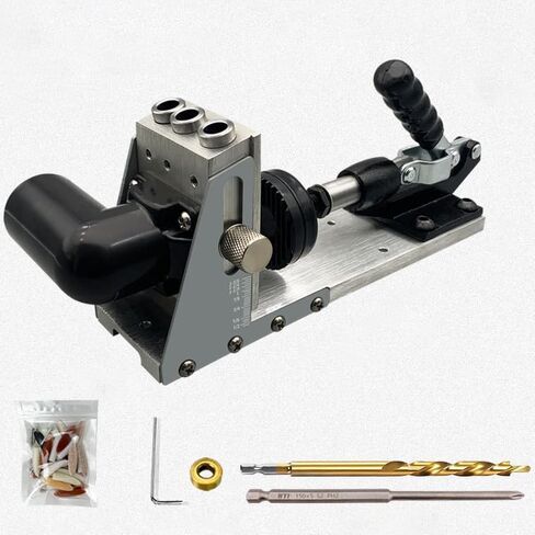 Pocket Hole Jig Kit, Upgraded Metal Pocket Hole Jig Syste, Pro Versatile Jig for Strong Joints,provision for dust collection/extraction, Precise Pocket Screw Jig, for DIY Carpentry Projects in Saudi Arabia