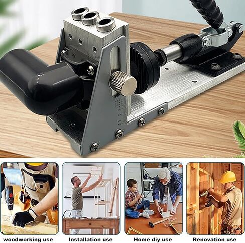 Pocket Hole Jig Kit, Upgraded Metal Pocket Hole Jig Syste, Pro Versatile Jig for Strong Joints,provision for dust collection/extraction, Precise Pocket Screw Jig, for DIY Carpentry Projects in Saudi Arabia