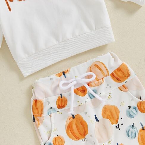 ZyHwShine Toddler Baby Girl Halloween Outfit Long Sleeve Pumpkin Sweatshirts Pants Infant Fall Winter Clothes Set in Saudi Arabia