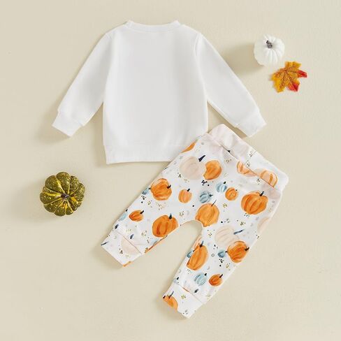 ZyHwShine Toddler Baby Girl Halloween Outfit Long Sleeve Pumpkin Sweatshirts Pants Infant Fall Winter Clothes Set in Saudi Arabia
