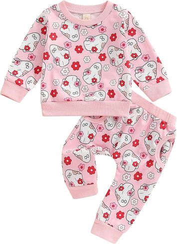 ZyHwShine Toddler Baby Girl Halloween Outfit Long Sleeve Pumpkin Sweatshirts Pants Infant Fall Winter Clothes Set in Saudi Arabia