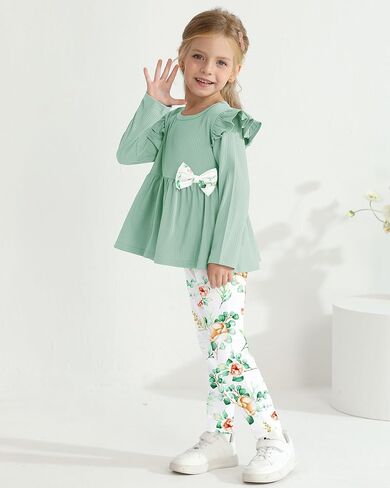SANMIO Toddler Girl Clothes Long Sleeves Ruffle Top Floral Pants Cute Fall Winter Daily Casual Toddler Outfits in Saudi Arabia