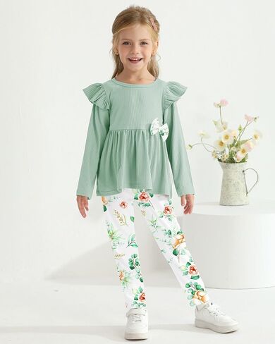 SANMIO Toddler Girl Clothes Long Sleeves Ruffle Top Floral Pants Cute Fall Winter Daily Casual Toddler Outfits in Saudi Arabia