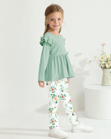 SANMIO Toddler Girl Clothes Long Sleeves Ruffle Top Floral Pants Cute Fall Winter Daily Casual Toddler Outfits in Saudi Arabia