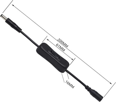 DC Power Extension Cable 5.5mm x 2.1mm Male to Female Adapter Connector Cord with On/Off Switch,12V 3A Round Jack Cable for 5050 3528 LED Strip CCTV Security Camera(0.2m/0.66ft) in Saudi Arabia