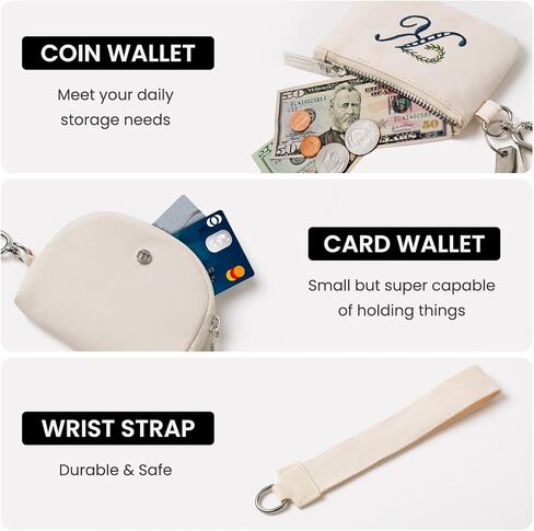 MAMONA Keychain Wallet - Mini Zip Around Wristlet Wallets with Detachable Dual Pouch - Ideal Portable Coin Purse for Women and Men in Saudi Arabia