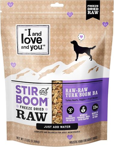 "I and love and you" Stir and Boom Dehydrated Freeze Dried Raw Dog Food, Raw Raw Turk Boom Ba, Turkey Recipe, Grain Free, No Fillers, Real Meat, 1 lb Bag in Saudi Arabia
