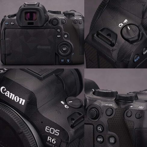 غطاء غطاء غطاء عدسة Mebont ملصق جلدي لكاميرا Canon EOS R6 Mark II بإطار كامل بدون مرآة وغطاء حماية للجسم مضاد للتآكل وغطاء حماية للجلد ومقاومة التآكل (مثلث أسود) in Saudi Arabia