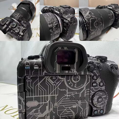 غطاء غطاء غطاء عدسة Mebont ملصق جلدي لكاميرا Canon EOS R6 Mark II بإطار كامل بدون مرآة وغطاء حماية للجسم مضاد للتآكل وغطاء حماية للجلد ومقاومة التآكل (مثلث أسود) in Saudi Arabia