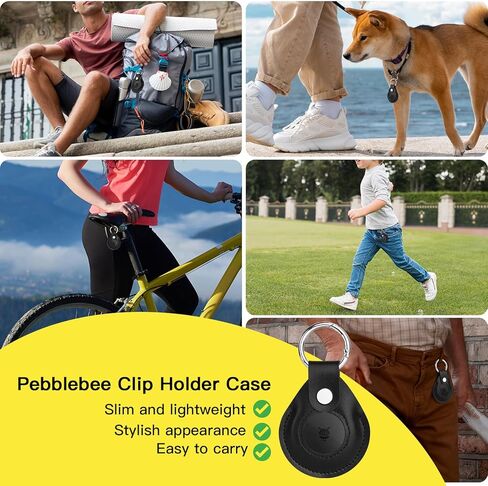 متوافق مع حافظة Pebblebee Clip، حافظة واقية من جلد البولي يوريثان من الألياف الدقيقة مع حلقة مفاتيح لجهاز Pebblebee Clip Gen.2 جهاز تعقب عناصر بلوتوث قابل لإعادة الشحن، حزمة واحدة (جراب أسود فقط) in Saudi Arabia