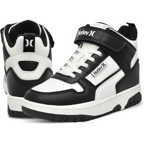 Hurley Kids' Carson High-Top Sneakers with Adjustable Strap, High Top Shoes for Kids, Sturdy Padded High Cut Sneakers for Boys and Girls, Fashionable Basketball Shoes for Kids