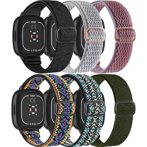 ZPJPPLX Nylon Bands Compatible With Fitbit Versa 4/Sense 2,for Fitbit Versa 3/Sense Elastic Wristband for Women Men Sport Nylon Bands Replacement