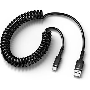 كابل ملفوف USB إلى USB C شحن سريع لهاتف iPhone 16/16 Pro/16 Pro Max/16 Plus/15/15 Pro/15 Pro Max/Plus، سلك شاحن سيارة قابل للسحب بطول 3FT Android Auto لهاتف Samsung Galaxy A15 A55 S24، Pixel 9 Pro طية