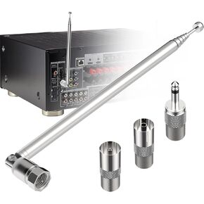 Aifeier ET FM Telescopic Antenna Kit, Indoor FM Radio Antenna DAB Radio Replacement Antenna, 75 Ohm F Type Connector with Adapter for Table Radio HiFi AV Stereo Receiver Mini System