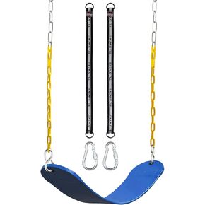 DECORLIFE Swing Seat for Swing Set, with Tree Swing Straps, Support 330lb, Swing Seat Replacement Kits with Coated Chains for Kids, Swing Sets Backyard Accessories with Snap Hooks, Green