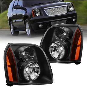 APVE 2PCS Chrome Headlight For 2007 2008 2009 2010 2011 2012 2013 2014 GMC Yukon/Yukon XL Headlights 2008-2014 GMC Yukon Hybrid(NOT for Denali Models) Headlight Assembly Driver and Passenger Side