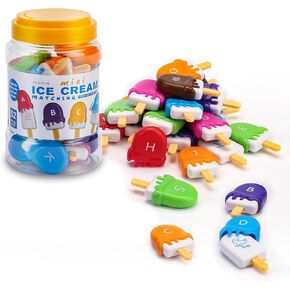 Alphabet Learning Toys for Toddlers,Ice Cream Alphabet Matching Montessori Preschool Educational Toys for Kids Ages 3+,Perfect Back to School for Boys Girls