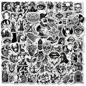100 PCS Gothic Stickers Pack,Cool Goth Stickers for Adults Teens,Black White Skull Stickers for Water Bottle Laptop Skateboard Luggage