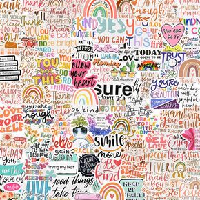 100Pcs Inspirational Stickers, Motivational Stickers for Adults, Teens, Teachers, Waterproof Vinyl Stickers, Positive Affirmation Stickers for Water Bottles, Journaling Scrapbook Vision Board Supplies