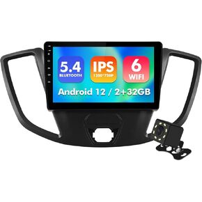 9 Inch IPS Touchscreen Android 12 Car Stereo for Ford Transit 2013-2019 with Wireless CarPlay & Android Auto 2+32GB Car Radio, Support GPS, WiFi 6, Bluetooth 5.4, FM Radio, Backup Camera, Dual USB