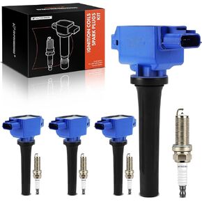 A-Premium Set of 4 Ignition Coil Pack and Iridium Spark Plugs Compatible with Mazda CX-5 2013-2018, 3 2012-2019, 3 Sport 2014 2016-2018, 6 2014-2017, MX-5 Miata 2016-2018, CX-3 2016-2020