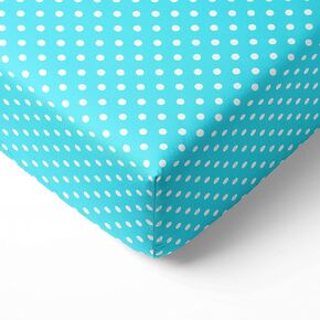 Bacati - One Pin Dots Girls 100% Cotton Universal Baby US Standard Crib or Toddler Bed Fitted Sheet (PIN DOTS, Aqua Turquoise)