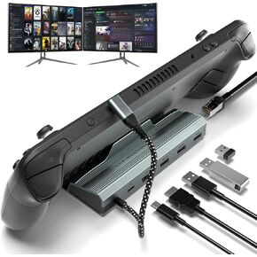 Docking Station for Steam Deck/ROG Ally, 7-in-1 Steam Deck Dock with HDMI 2.0,DP1.2 4K@60Hz, Gigabit Ethernet, 3 USB 3.0 and 100W PD Fast Charging Port, Compatible with Steam Deck
