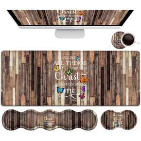Black Gaming Mouse Pad, Extended Large Mouse Pads, Ergonomic Memory Foam Keyboard Wrist Rest Support & Non-Slip Mouse Wrist Rest for Laptop Desk Writing Pad Purple Glitter Psalm 46:5 Office Desk Mat