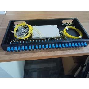 24 Port SC Rack Mount Enclosure Box + Splice Trays Fiber Cables Spool SingleMode SC-UPC Kit (Include 1M 24Strand Pigtail+24 Core LGX Loaded Patch Panel - Fits 19" Racks Cabinet