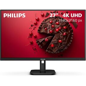 PHILIPS 27E1N1800A 27" IPS 4K UHD (3840 x 2160) Monitor, Built-in Speakers, HDR 10, LowBlue Mode, Flicker-Free, VESA, 4Yr Advance Replacement Warranty