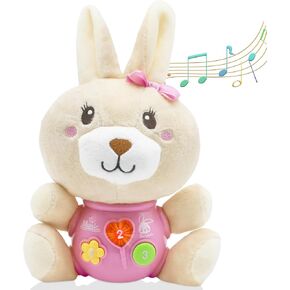 HAPTIME Baby Duck Musical Toys, Newborn Boy Soft Plush Stuffed Animal, Infant Light Music Tumny Time Toy, 1st Birthday Easter Basket Stuffers Baby Boy Girls Gifts for 0 1 2 3 6 9 12 18 Month Toddler