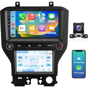 راديو ستيريو للسيارة 8 النواة (4 جيجابايت + 64 جيجابايت) لسيارة Ford Mustang 2015-2021، شاشة لمس مزدوجة 9 بوصات مع Carplay لاسلكي Android Auto، 5.0 بلوتوث FM/AM/RDS DSP GPS SWC 5GWIFI Android 13 in Kuwait