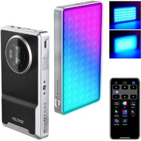 VLTROX Retro 12X RGB Camera Light, 360° Full Color RGB LED Video Light with App Control/CRI 95+/26 Scene Modes/2500K-8500K/22Wh Rechargeable Portable Photography Lighting Panel for Photo Stream Tiktok