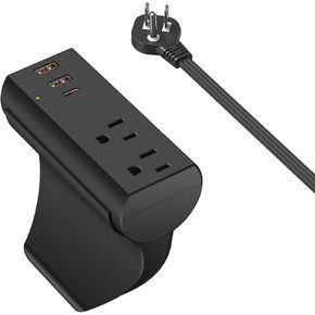2024 Removable Hidden Couch Charging Station, HEZI Sofa Outlet with 2 AC Outlets 3USB Ports (PD20W USB-C), 1050J Surge Protection, 6ft Flat Power Cord for Furniture Couch