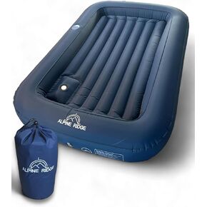 Toddler's Travel Bed - Portable Toddlers Bed with 4-Sided Bumpers – Inflatable Toddler Travel Bed for Camping, Sleepovers – Kids Air Mattress w/Built-in Foot Pump, no electricity needed